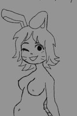 Topless bunny girl